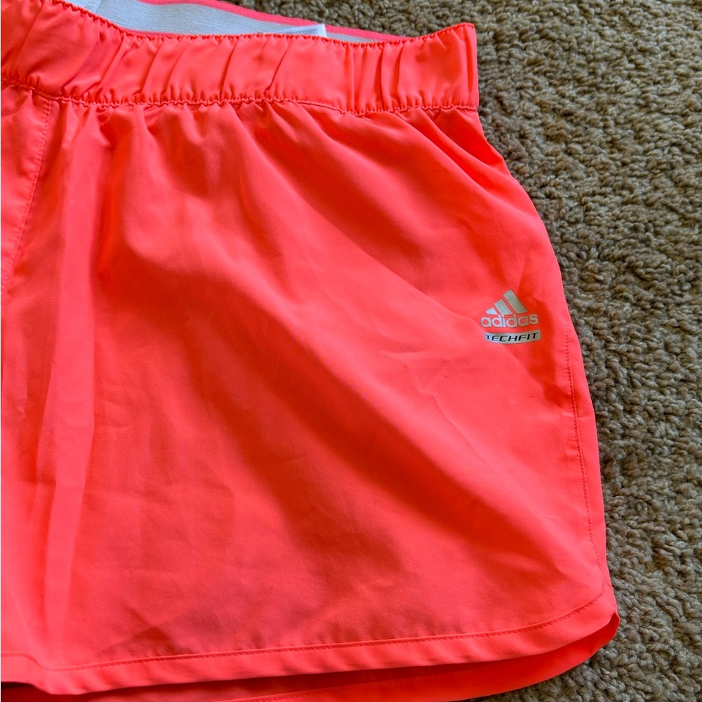 ADIDAS athletic shorts with inner liner | Size Medium | Bright coral - Picture 2 of 12